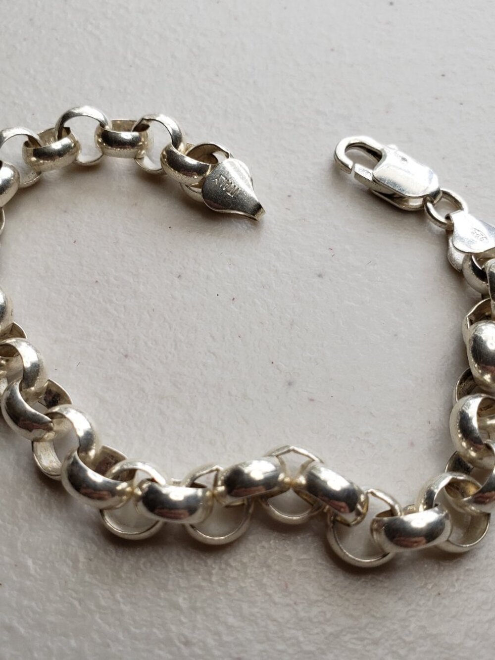 Sterling Silver 925 Rolo Chain Bracelet Italy